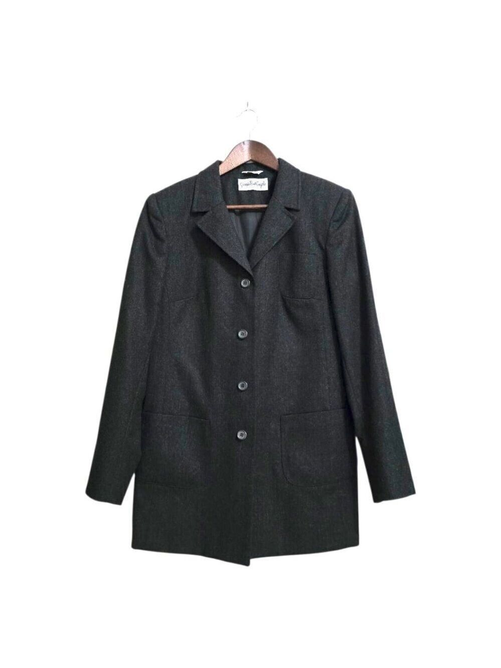 Giorgio Sant Angelo Vintage Gray New Pure Wool Long Blazer Sz 8